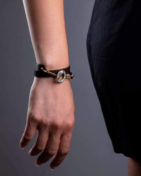 Leather and Gold Bracelet