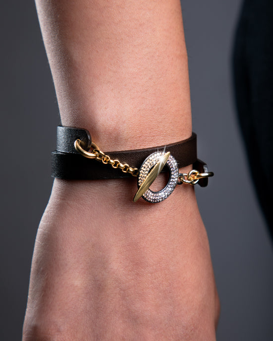 Leather and Gold Bracelet